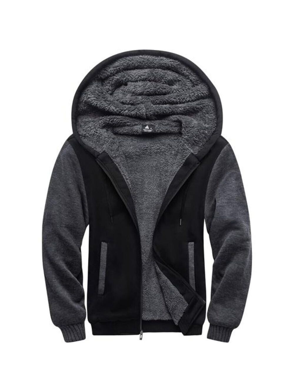 Mens Fleece Hoodie Full Zip Sherpa Lined Sweatshirt Thick Warm Winter Jacket